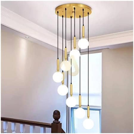10 Cups Golden Handle Chandelier with Free Bulb