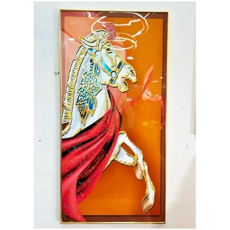 60 x 120 Running Horse wall décor Crystal frame