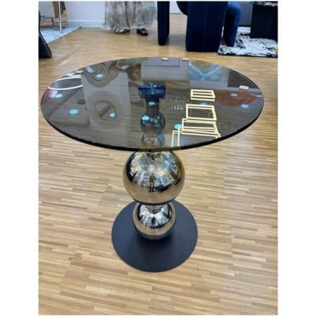 Stainless steel & tempered glass side table