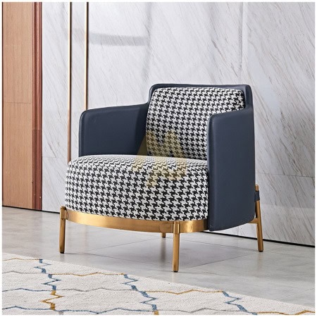 Monarch Houndstooth luxe single seat grey sofa