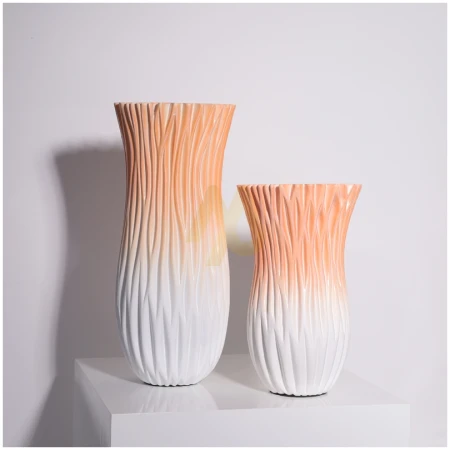 Medium Gradient Ceramic Vase – Peach & White
