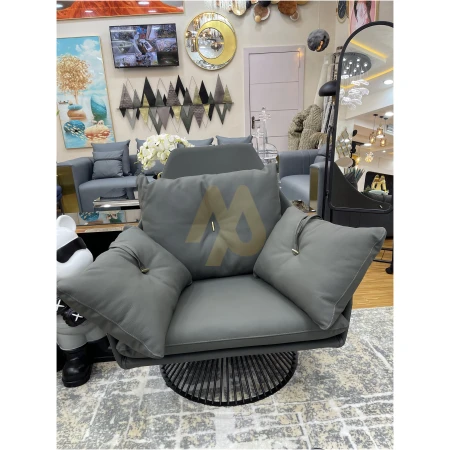 Genuine Grey Leather Chair