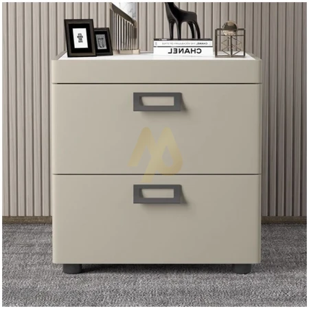 Beige Bedside Board with Dual Storage