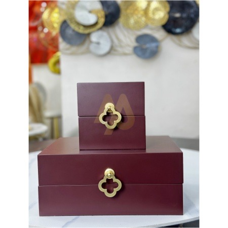 Burgundy Leather small Storage Decor Box