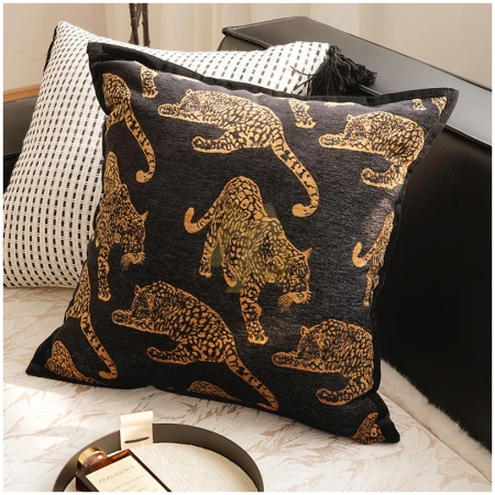 Coffee Brown Tiger Pattern Throw Pillow