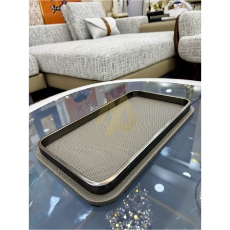 Grey Leather Table Decor Tray