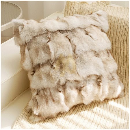 Real Fox Hair Throw Pillow