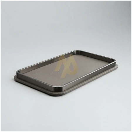 Grey Leather Table Decor Tray