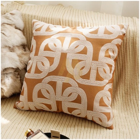 White Threaded Pattern Throw Pillow