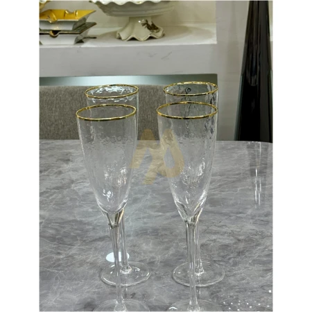 Gold-Ringed Champagne glass, 4pcs Set