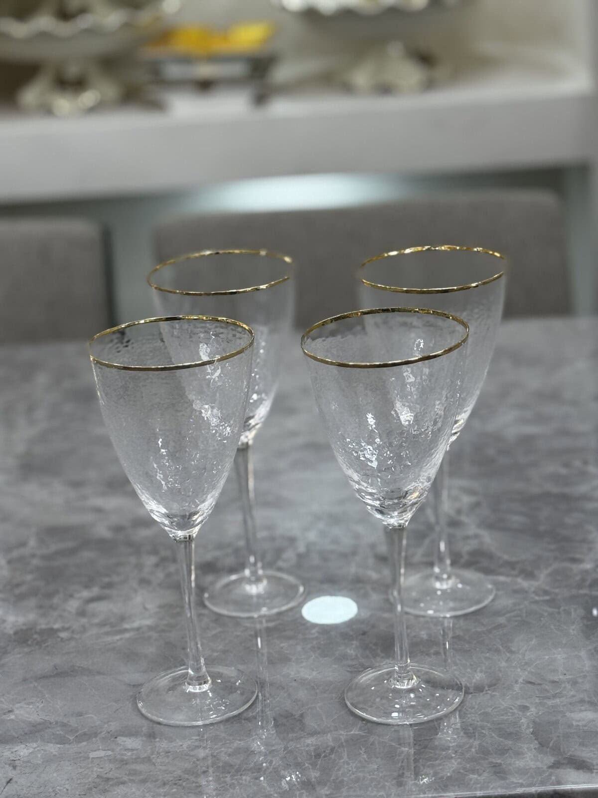 Gold ringed wine glass, 4pcs set