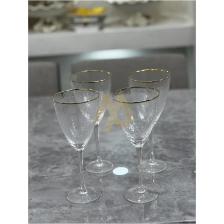 Gold-Ringed wine glass, 4pcs Set