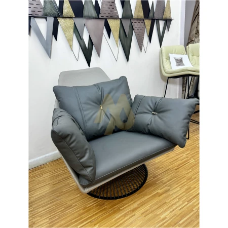 Modern Grey mix Swivel Leather Chair