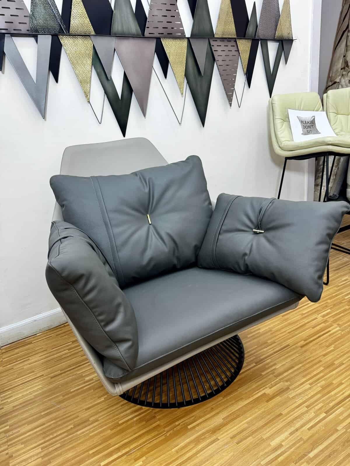 Modern Grey mix Swivel Leather Chair