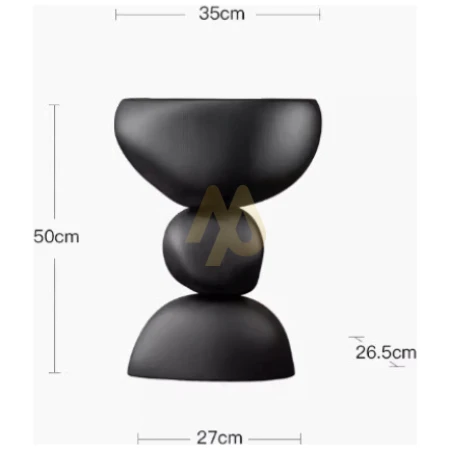 Black Fiberglass Rock-Form Side Table
