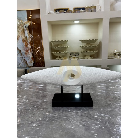 Modern Textured Oblong Disc Sculpture