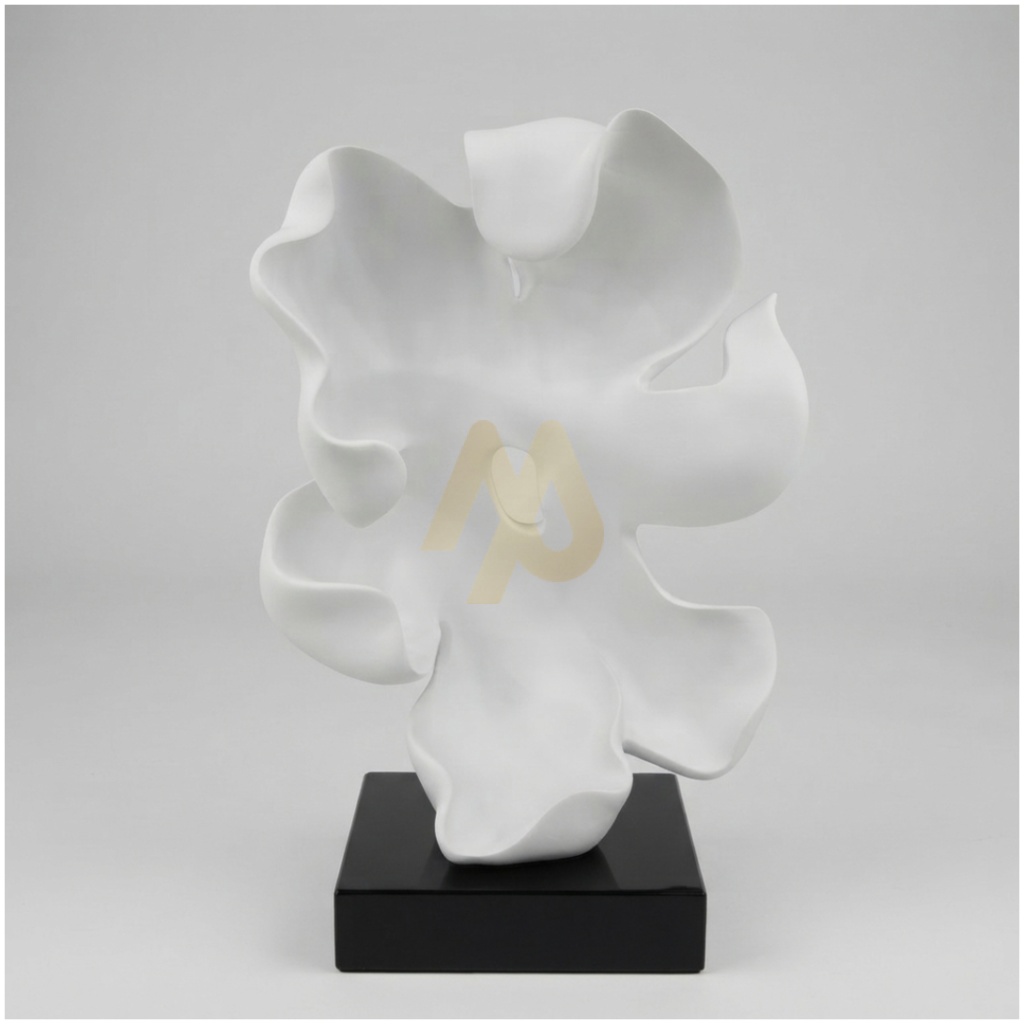 Modern Orchid Bloom Abstract White Sculpture