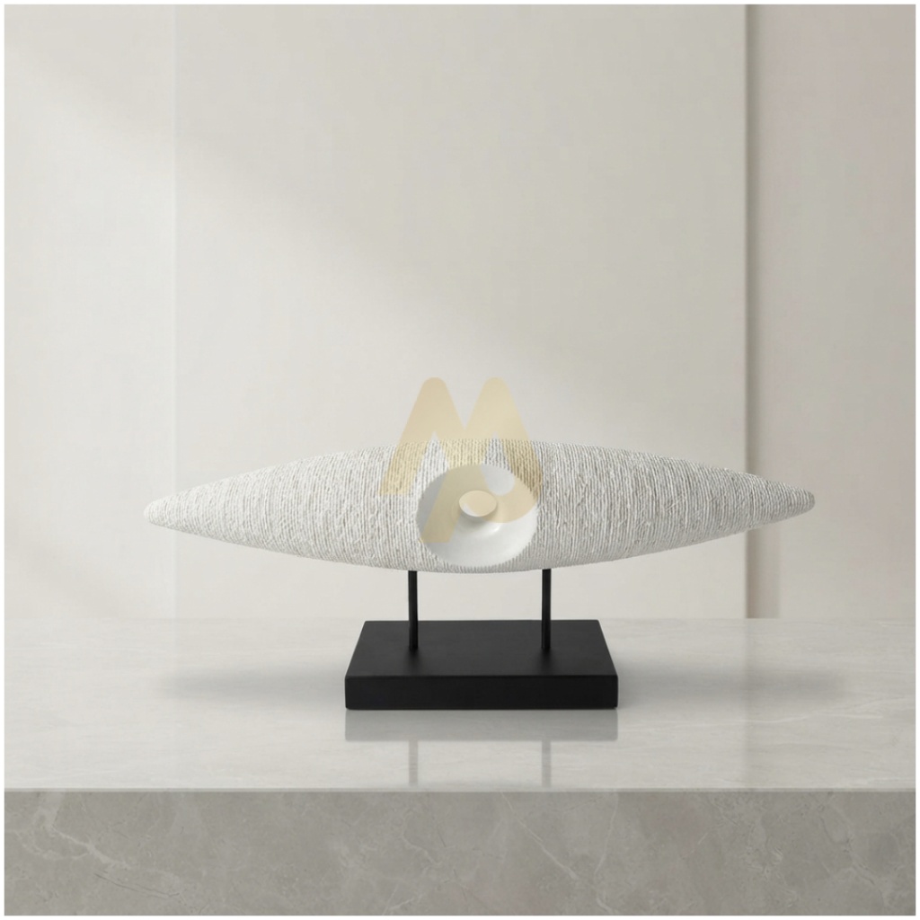 Modern Textured Oblong Disc Sculpture