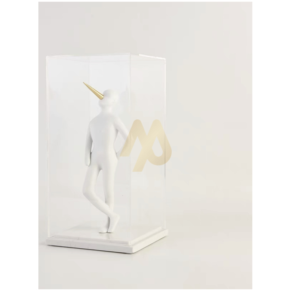 White Standing Pinocchio Ornament – Marble, Acrylic & Resin