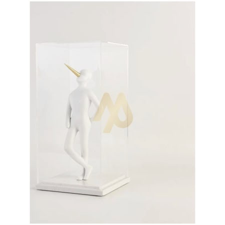 White Standing Pinocchio Ornament – Marble, Acrylic & Resin