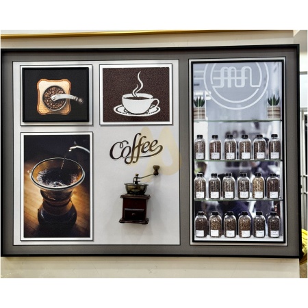 Coffee-Themed 3D Wall Frame with Retro Grinder