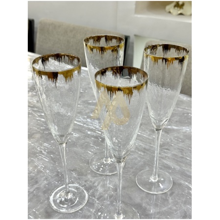 Gold-Flamed Champagne glass, 4pcs Set