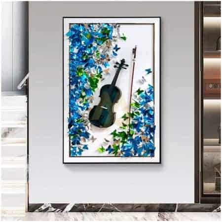 Midnight Violin & Blue Butterfly 3D