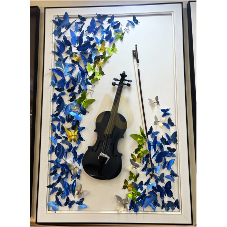 Midnight Violin & Blue Butterfly 3D