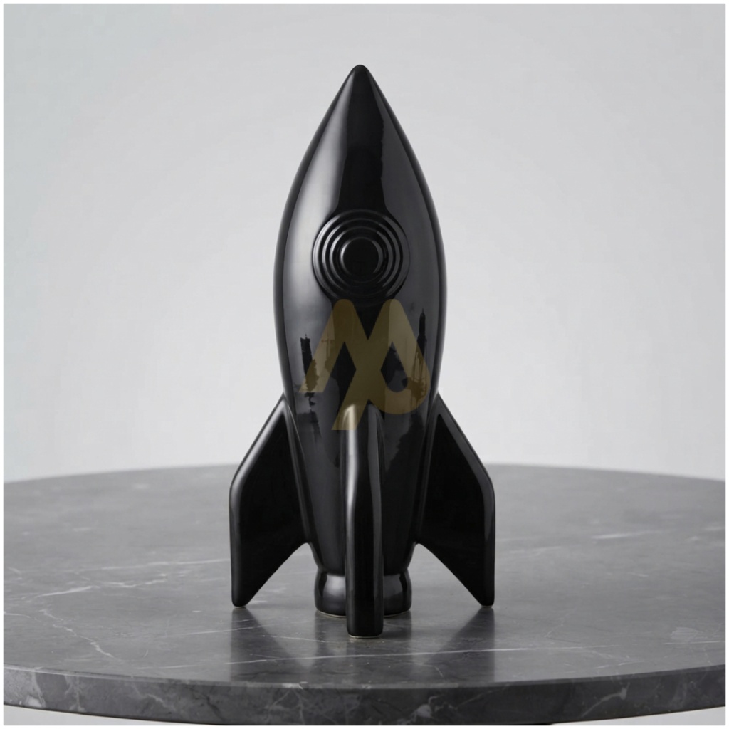 Black Rocket Sculptural Decor