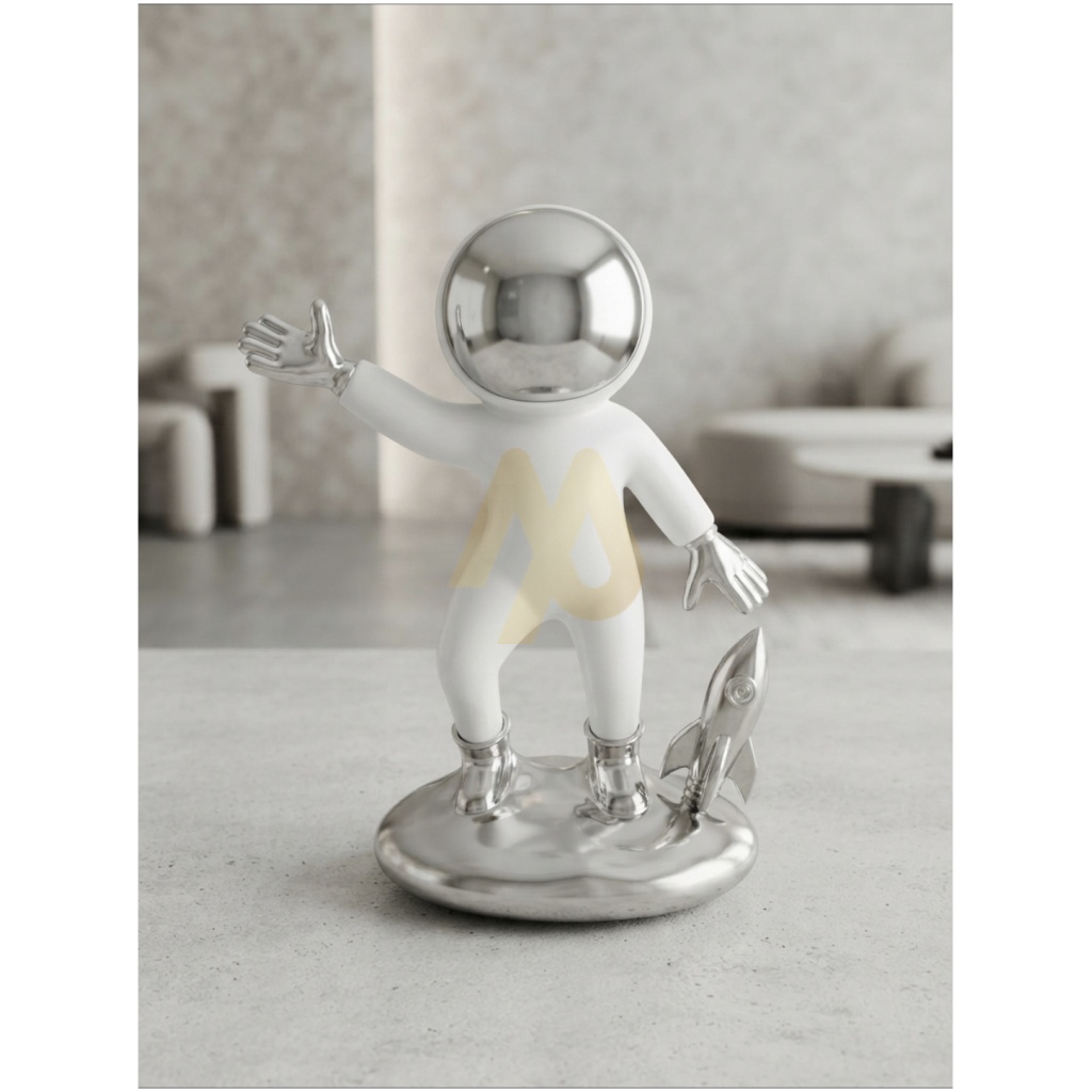 Silver Astronaut Sculpture