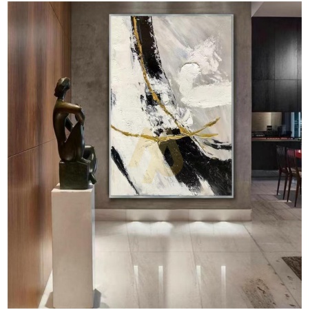 Monochrome Elegance Hand-Painted Wall Frame