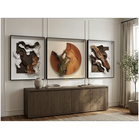 3in1 Abstract Leather Metal Wall decor
