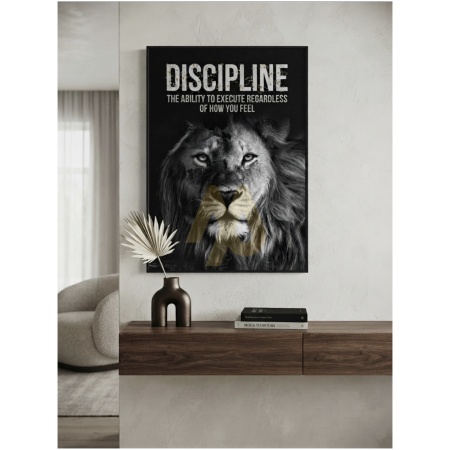 Lion “Discipline” Motivational Wall Frame