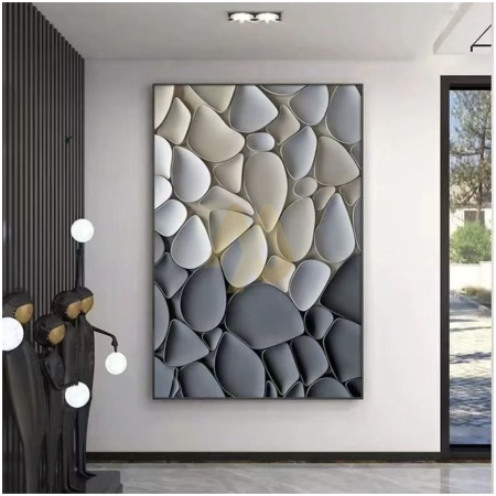 Beige & Grey Pebble Acrylic Art
