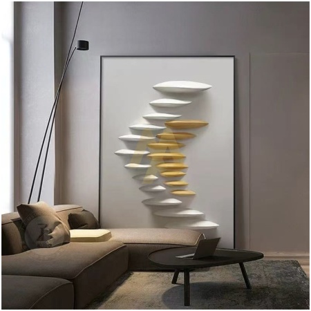 Cream & Gold C-Curved Stacked Pebble Acrylic Wall Art