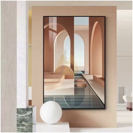 Brown Pillared Window View Frame