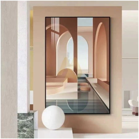 Brown Pillared Window View Frame