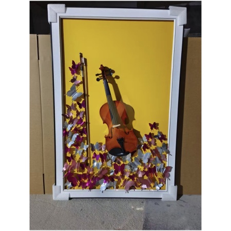 Golden Violin Butterfly Shadowbox
