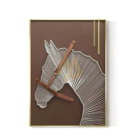 Brown Equestrian Leather & Thread Art Frame