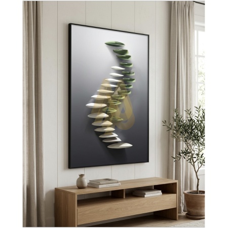 Olive Green Curved Pebble Acrylic Wall Art